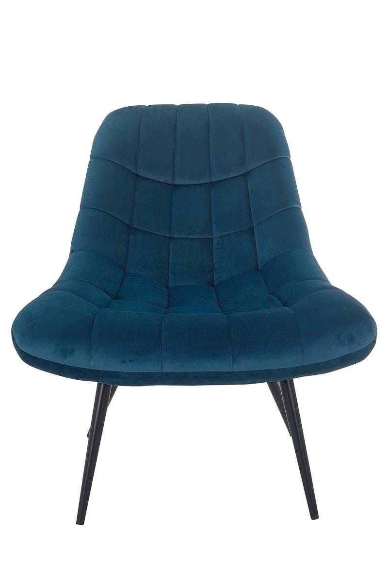 Salesfever Loungesessel Kobaltblau XXL-Sitzfläche Steppung Samt Metall schwarz CHICAGO Nur für heute