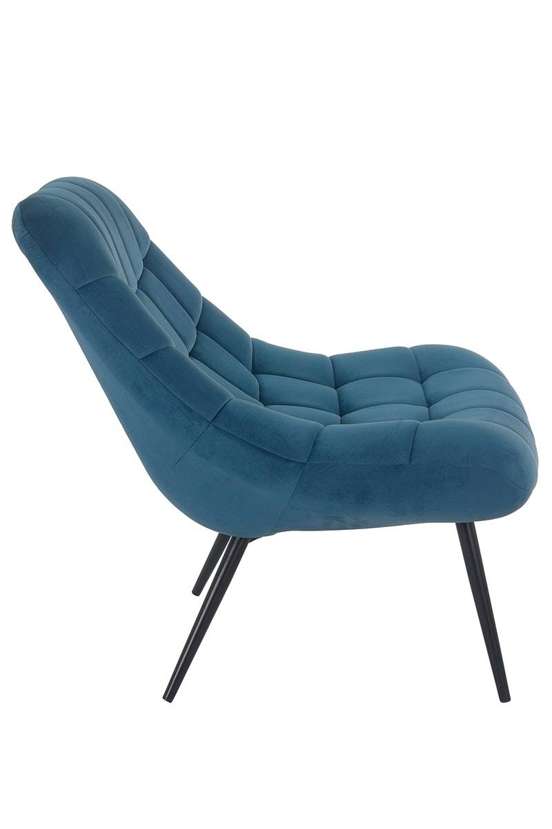 Salesfever Loungesessel Kobaltblau XXL-Sitzfläche Steppung Samt Metall schwarz CHICAGO Nur für heute