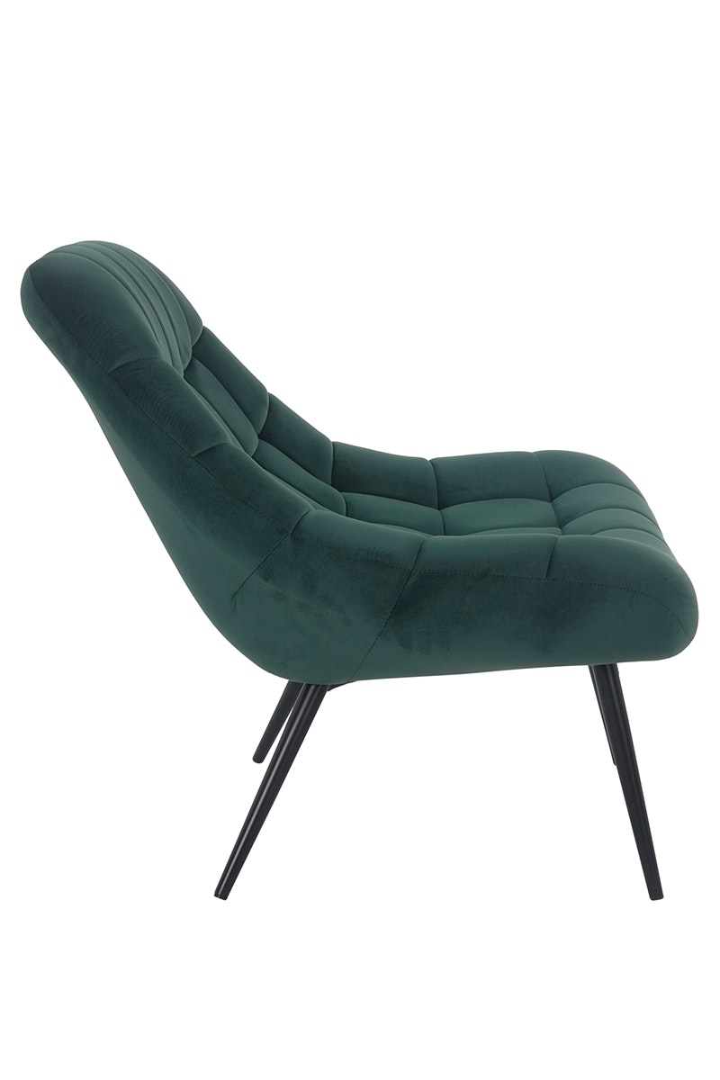 Salesfever Loungesessel tannengrün XXL-Sitzfläche Steppung Samt Metall schwarz CHICAGO Sonderangebot der Fabrik