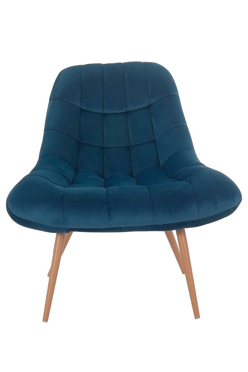 Salesfever Loungesessel Kobaltblau XXL-Sitzfläche Steppung Samt Metall Holzoptik CHICAGO Bis zu 55% Rabatt