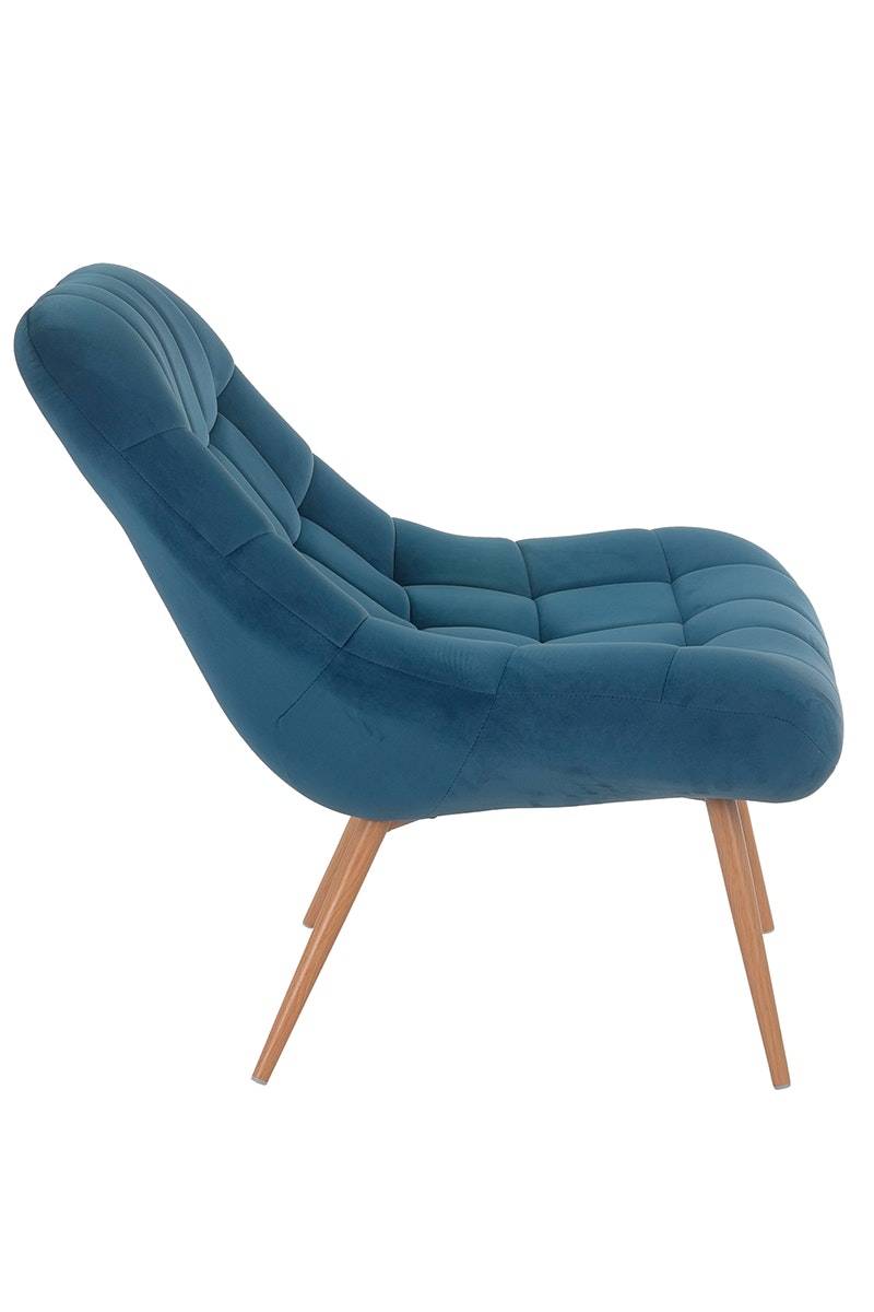 Salesfever Loungesessel Kobaltblau XXL-Sitzfläche Steppung Samt Metall Holzoptik CHICAGO Bis zu 55% Rabatt
