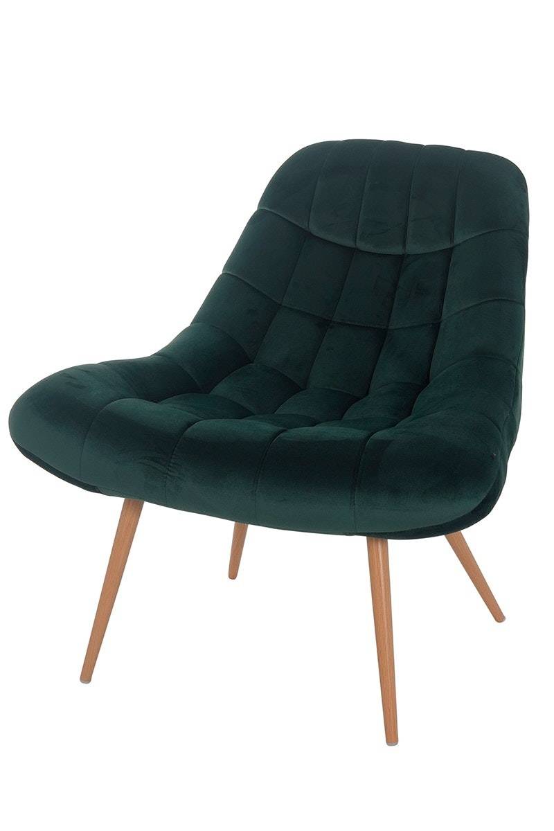 Salesfever Loungesessel tannengrün XXL-Sitzfläche Steppung Samt Metall Holzoptik CHICAGO Discount Store für neue Produkte