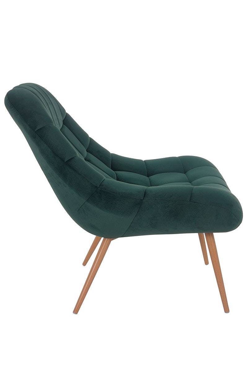 Salesfever Loungesessel tannengrün XXL-Sitzfläche Steppung Samt Metall Holzoptik CHICAGO Discount Store für neue Produkte
