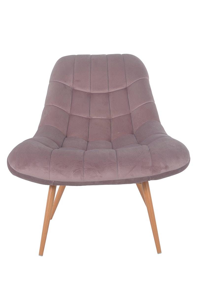 Salesfever Loungesessel rosa XXL-Sitzfläche Steppung Samt Metall Holzoptik CHICAGO Super Rabatt
