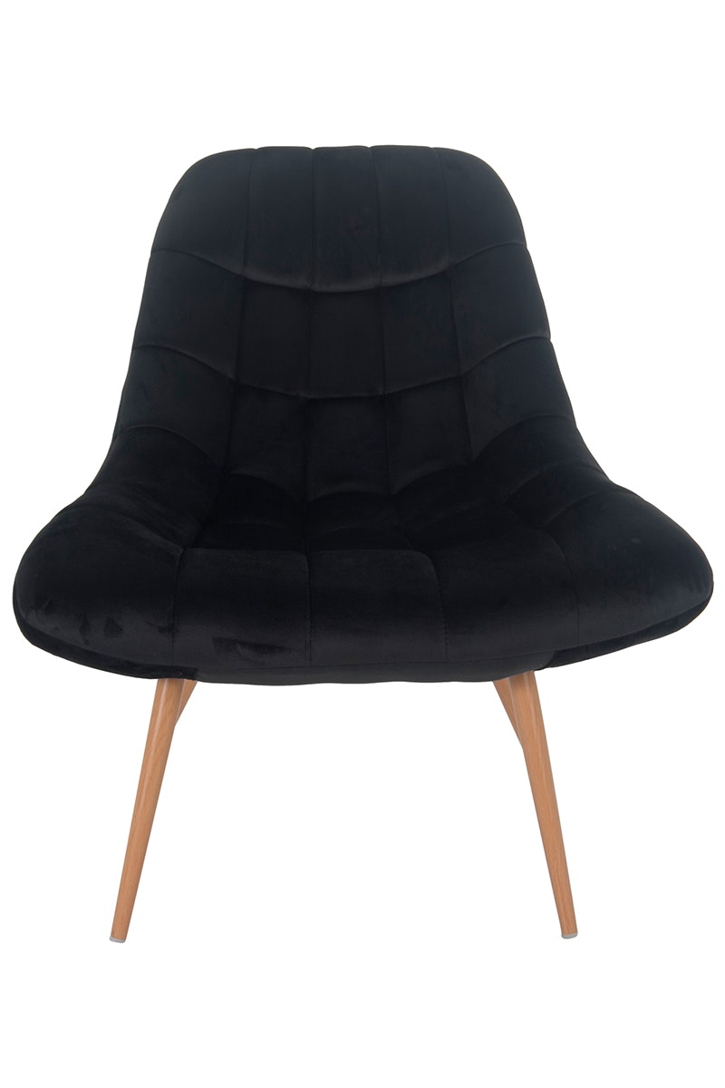 Salesfever Loungesessel schwarz XXL-Sitzfläche Steppung Samt Metall Holzoptik CHICAGO Riesige Rabatte