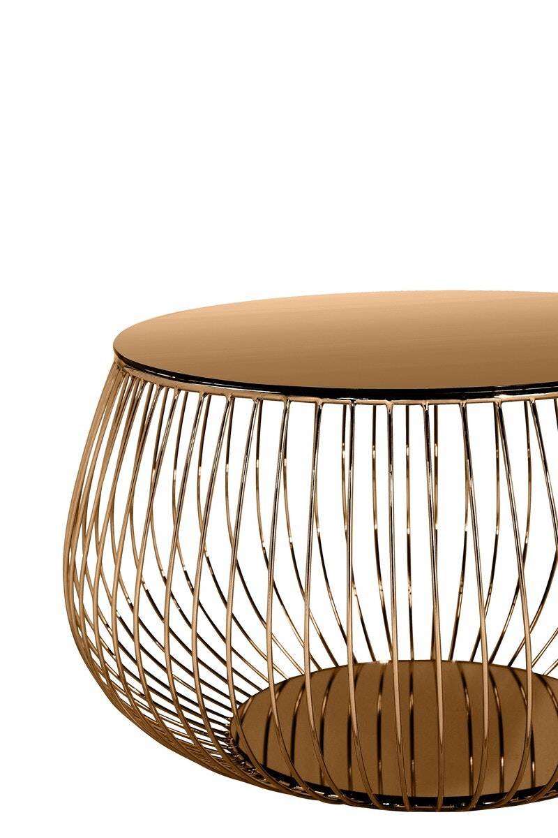 Salesfever Couchtisch Rosegold mit Metallkorb Ø 72 cm Marmoroptik Viola Online