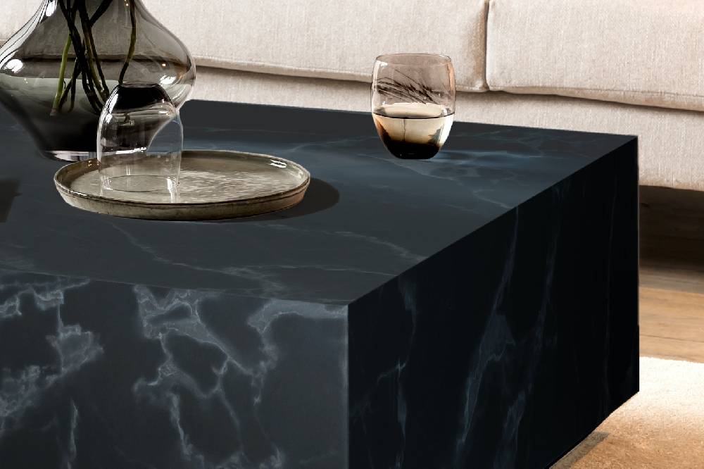 Salesfever Couchtisch Schwarz 90x90 cm in Marmoroptik Jaxon Großer Ausverkauf