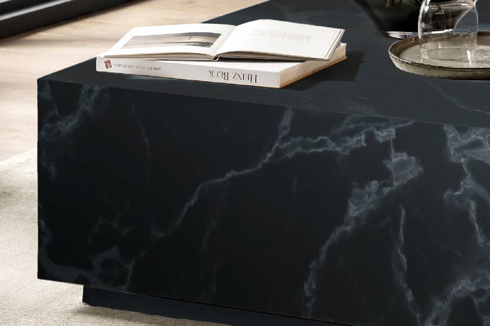 Salesfever Couchtisch Schwarz 90x90 cm in Marmoroptik Jaxon Großer Ausverkauf