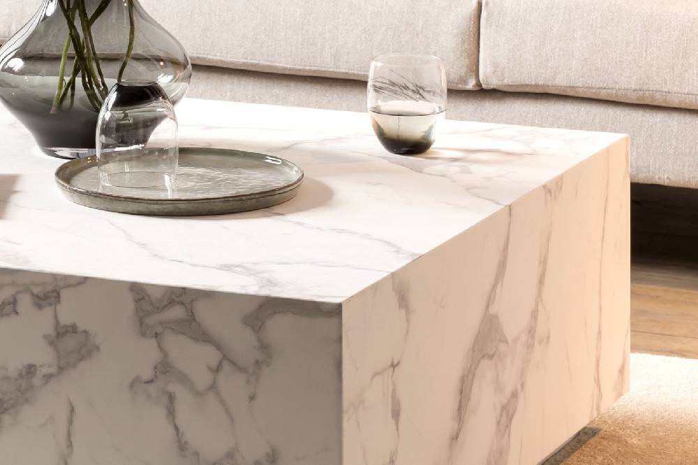 Salesfever Couchtisch Weiß 90x90 cm in Marmoroptik Jaxon Flash Sale