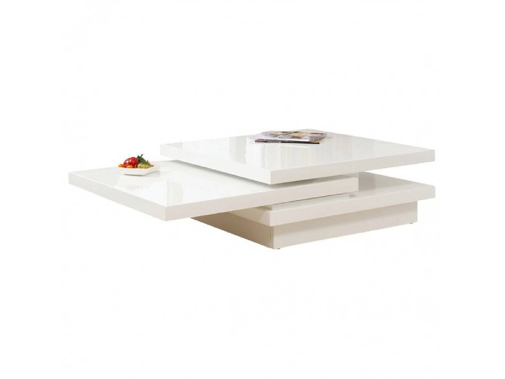 Salesfever Couchtisch weiß hochglanz 360° 119 - 160 cm Wohnzimmertisch GIACO Exklusivangebot
