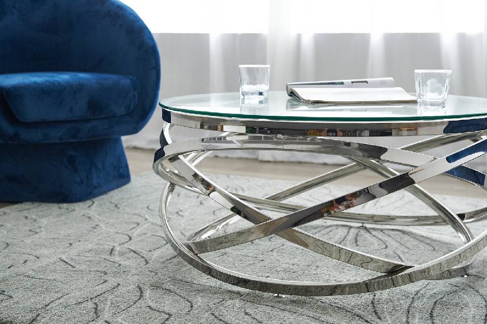 Salesfever Couchtisch Silber Ø 80 cm Vela Saisonschlussverkauf