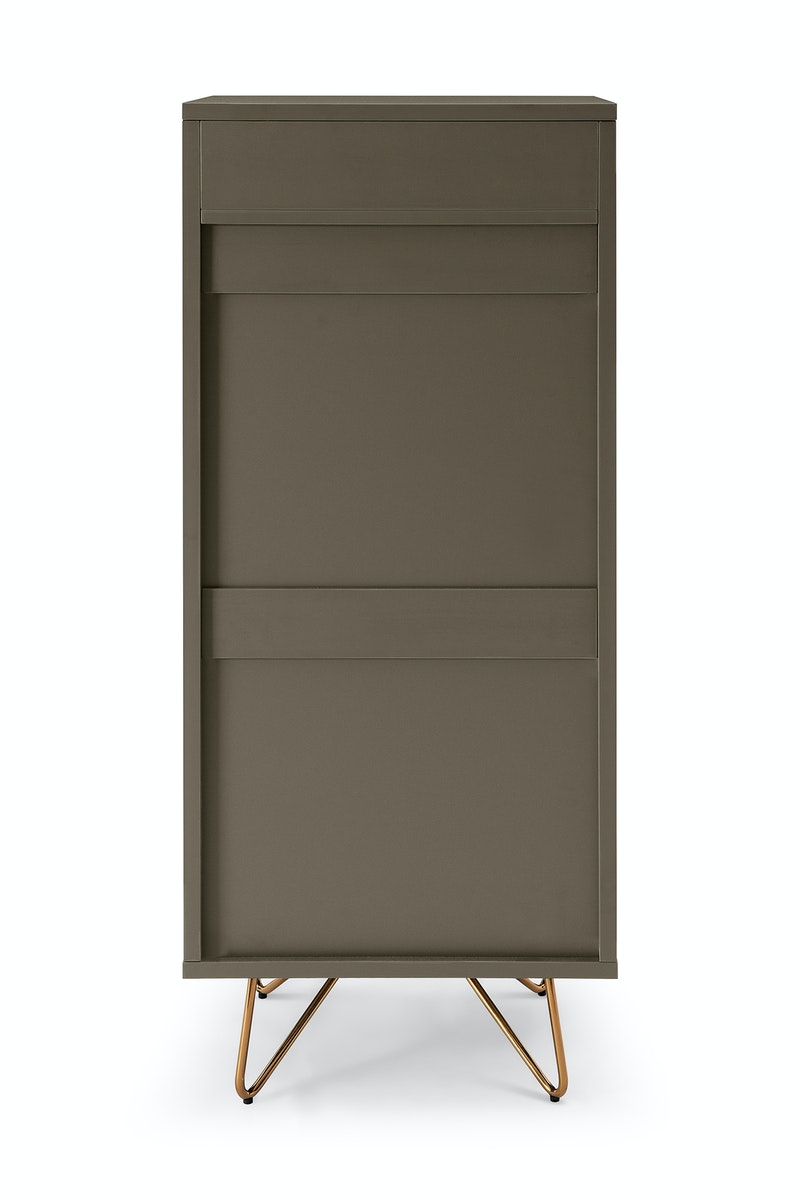 Salesfever Kommode Grau hoch mit 4 Schubladen und Spiegel Beine Messing LOTTA Black Friday