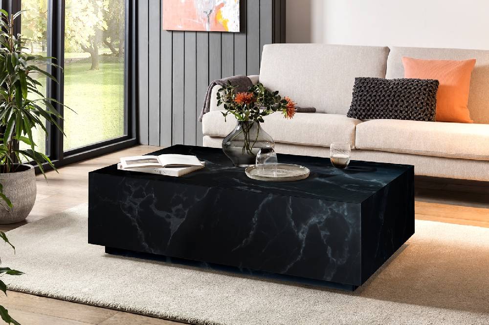 Salesfever Couchtisch Schwarz 120x75 cm in Marmoroptik Jacey Heißer Verkauf