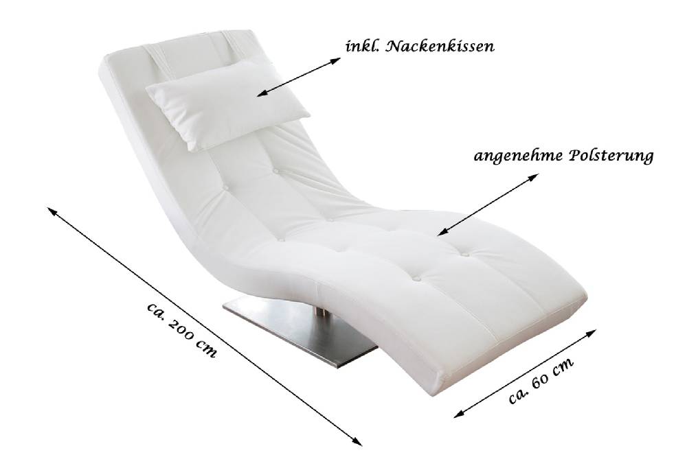 Salesfever Liege weiß Polsterliege Relaxliege 200 cm Modern Design TIARA Zeitlich begrenztes Angebot