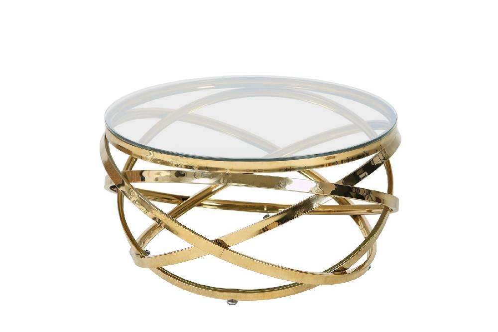 Salesfever Couchtisch Gold/Klar Ø 80 cm Vela Saisonale Angebote