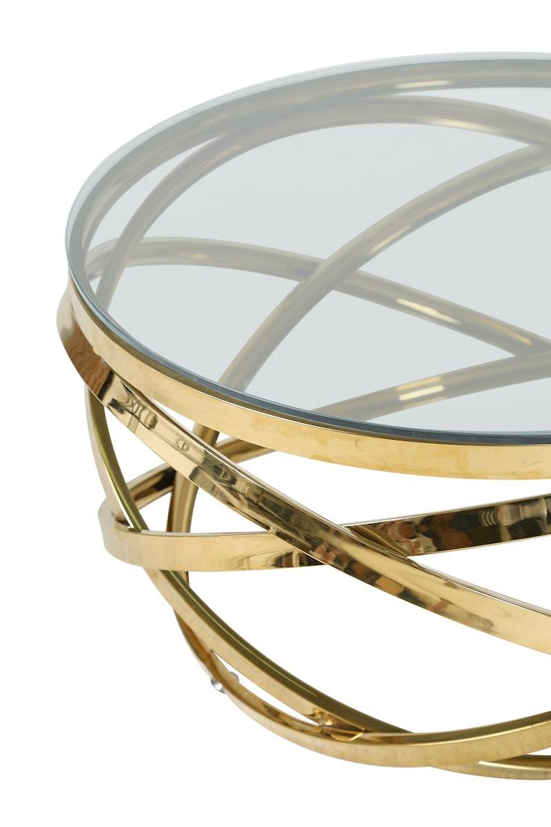 Salesfever Couchtisch Gold/Klar Ø 80 cm Vela Saisonale Angebote