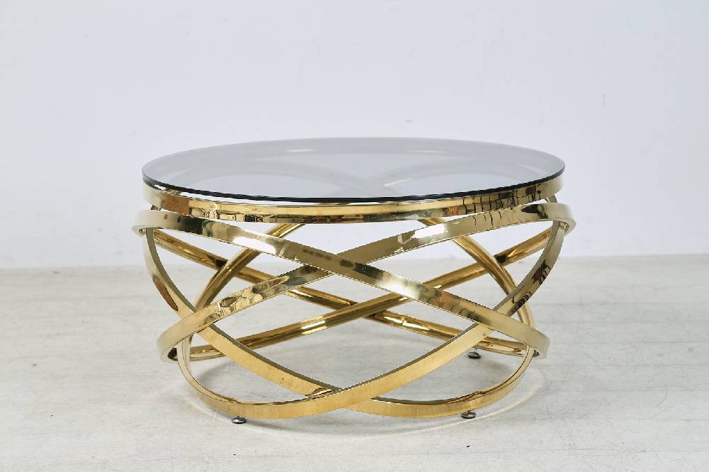 Salesfever Couchtisch Gold/Grau Ø 80 cm Vela Kauf eins, bekomm eins gratis