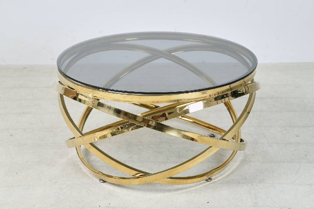 Salesfever Couchtisch Gold/Grau Ø 80 cm Vela Kauf eins, bekomm eins gratis