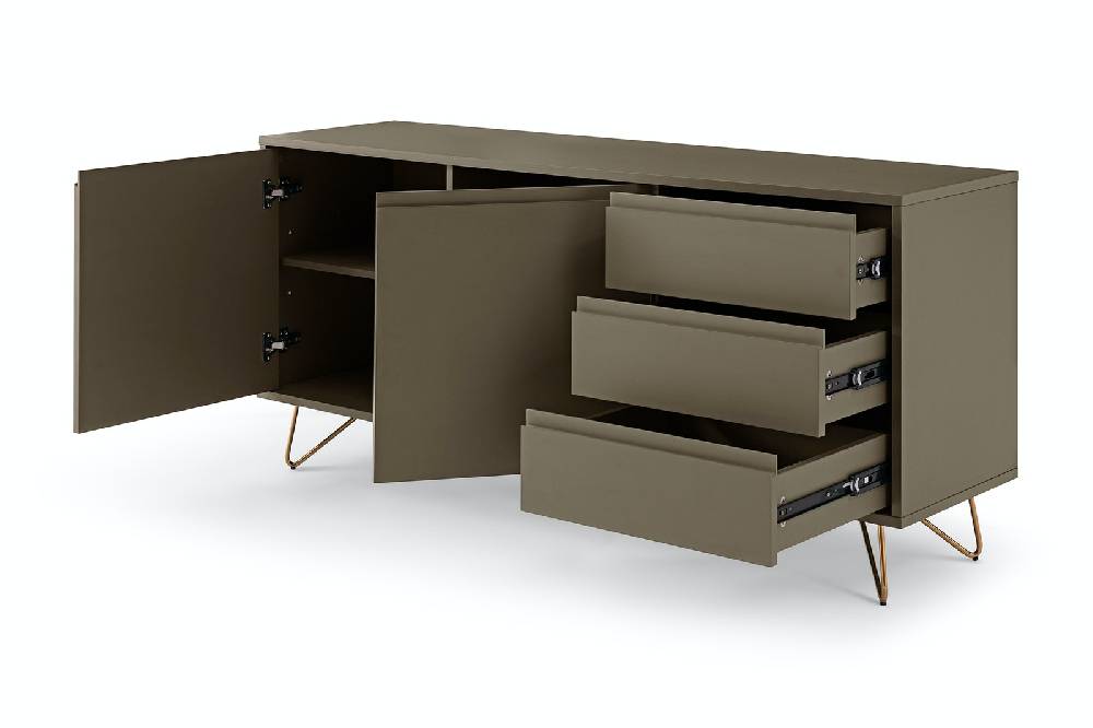 Salesfever Sideboard Grau mit 2 Türen und 3 Schubladen Beine Messing LOTTA JETZT KAUFEN