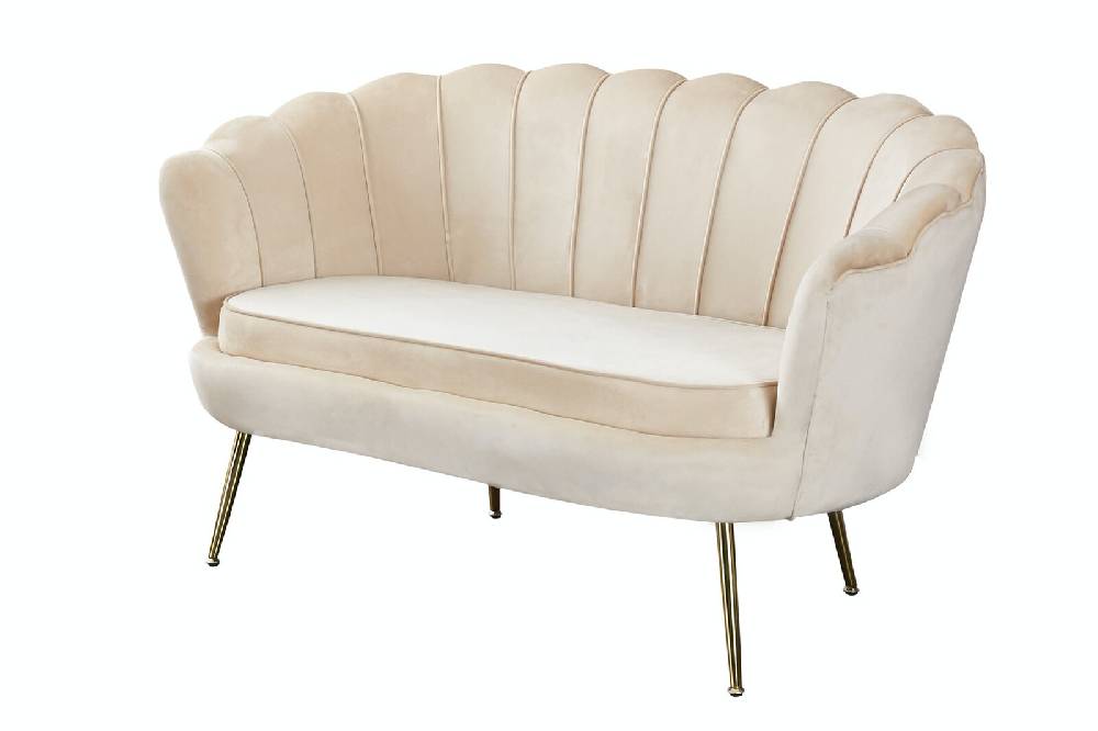 Salesfever Muschelsofa Beige aus Samt Arielle Nur für heute