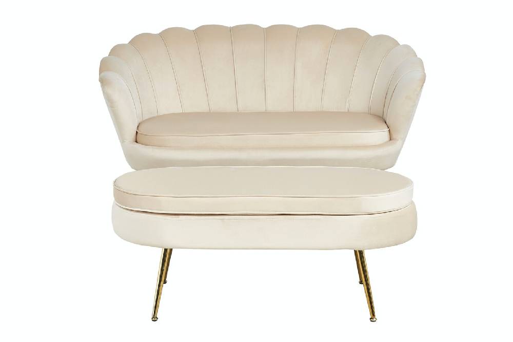 Salesfever Muschelsofa Beige aus Samt Arielle Nur für heute