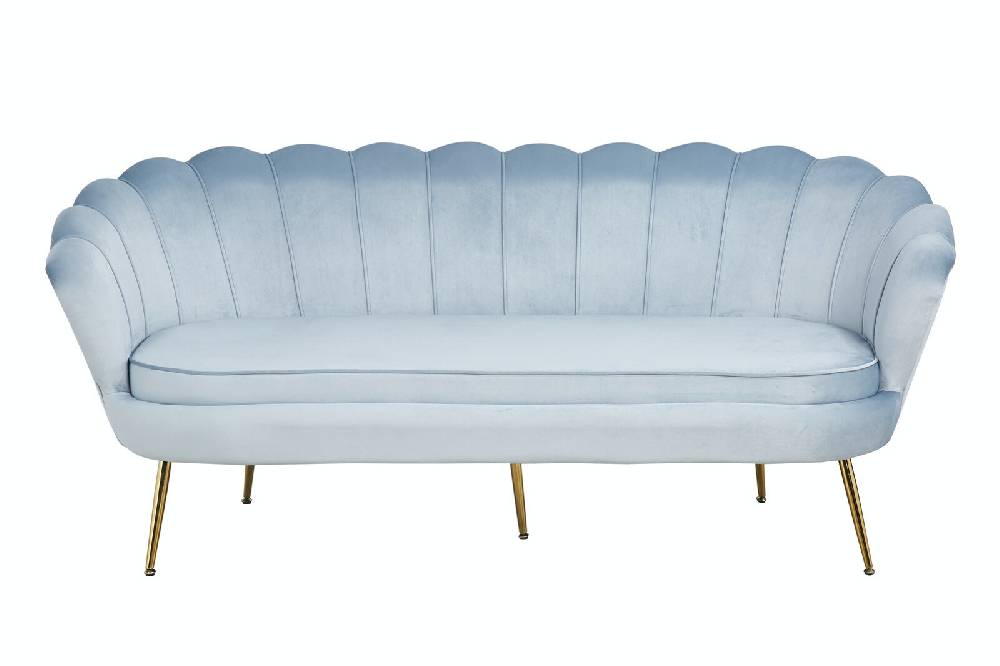 Salesfever Muschelsofa Hellgrau 3-Sitzer aus Samt Arielle Vierteljährliche Förderung