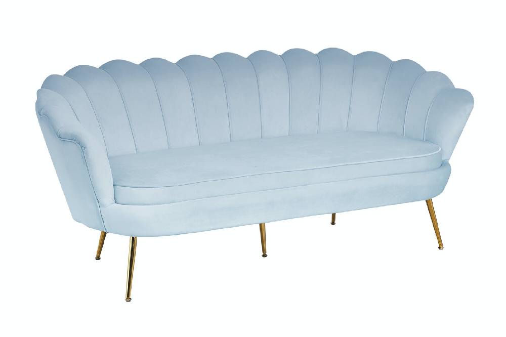 Salesfever Muschelsofa Hellgrau 3-Sitzer aus Samt Arielle Vierteljährliche Förderung