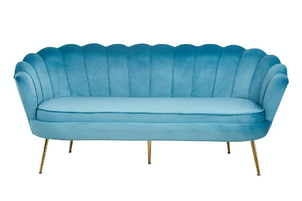 Salesfever Muschelsofa Blau 3-Sitzer aus Samt Arielle Bis zu 55% Rabatt