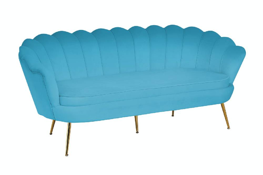 Salesfever Muschelsofa Blau 3-Sitzer aus Samt Arielle Bis zu 55% Rabatt