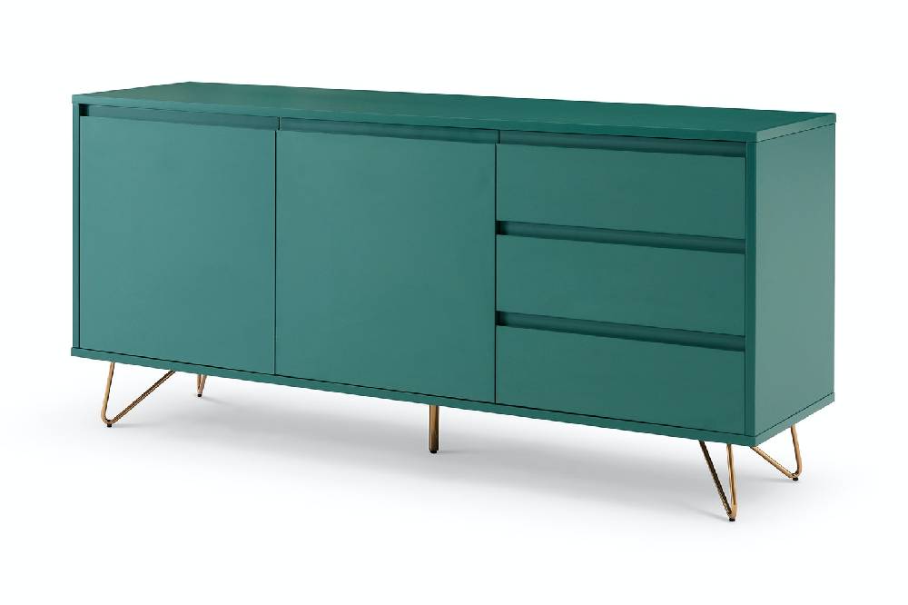 Salesfever Sideboard Grün mit 2 Türen und 3 Schubladen Beine Messing LOTTA Nur noch ein Tag übrig