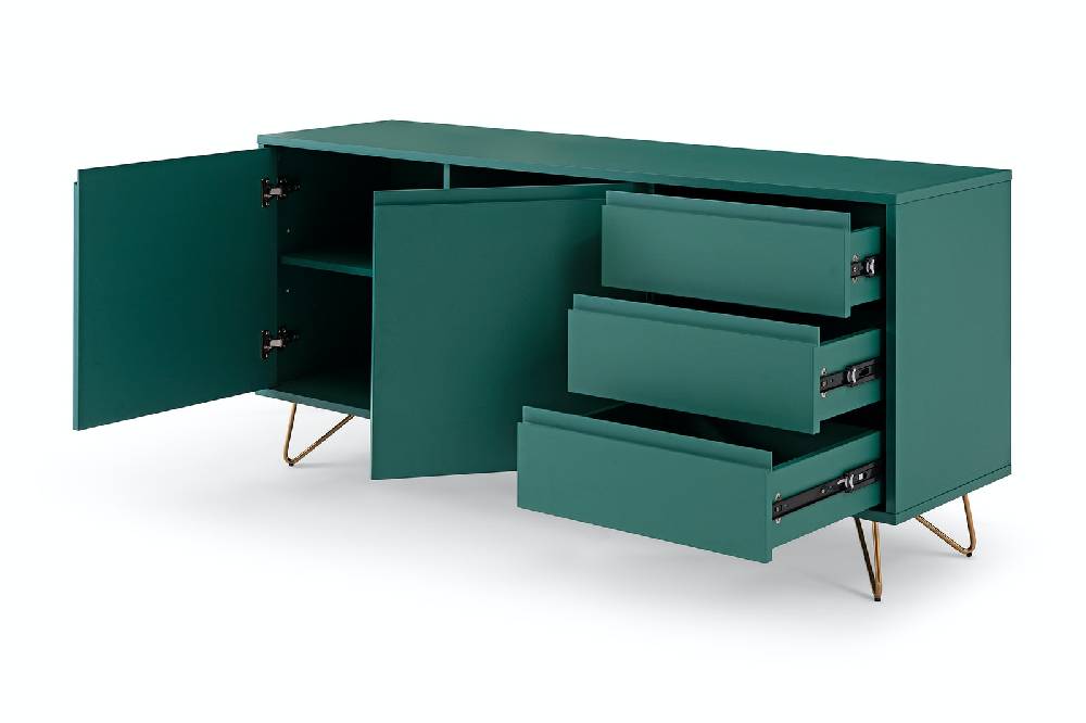 Salesfever Sideboard Grün mit 2 Türen und 3 Schubladen Beine Messing LOTTA Nur noch ein Tag übrig