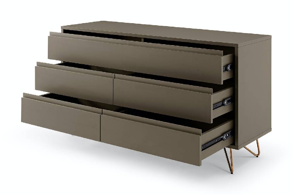 Salesfever Kommode Grau breit mit 6 Schubladen Beine Messing LOTTA Super Rabatt