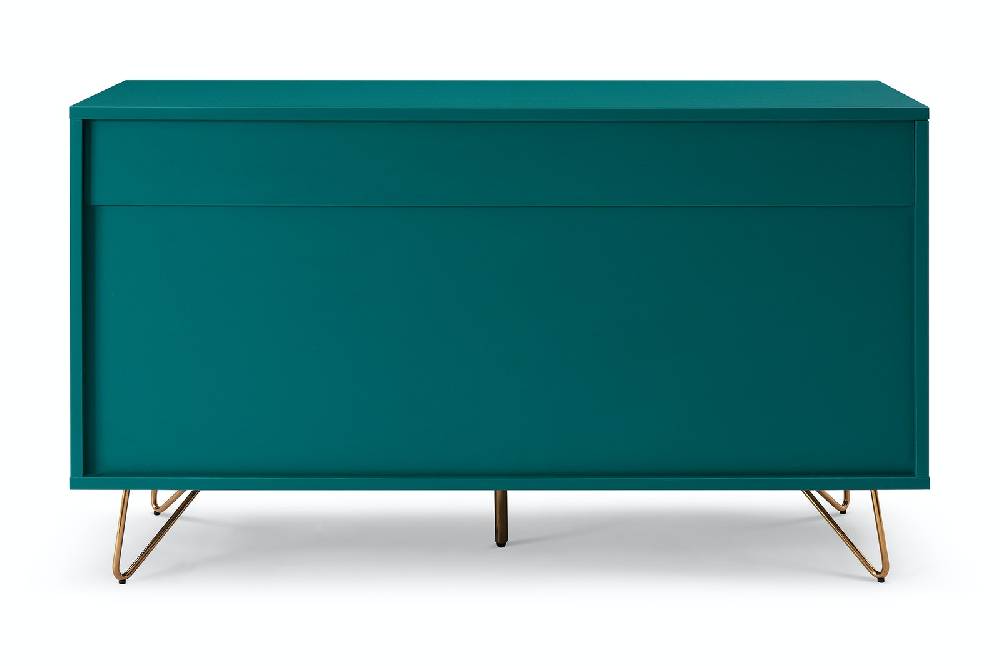 Salesfever Kommode Blau breit mit 6 Schubladen Beine Messing LOTTA Clearance-Verkauf