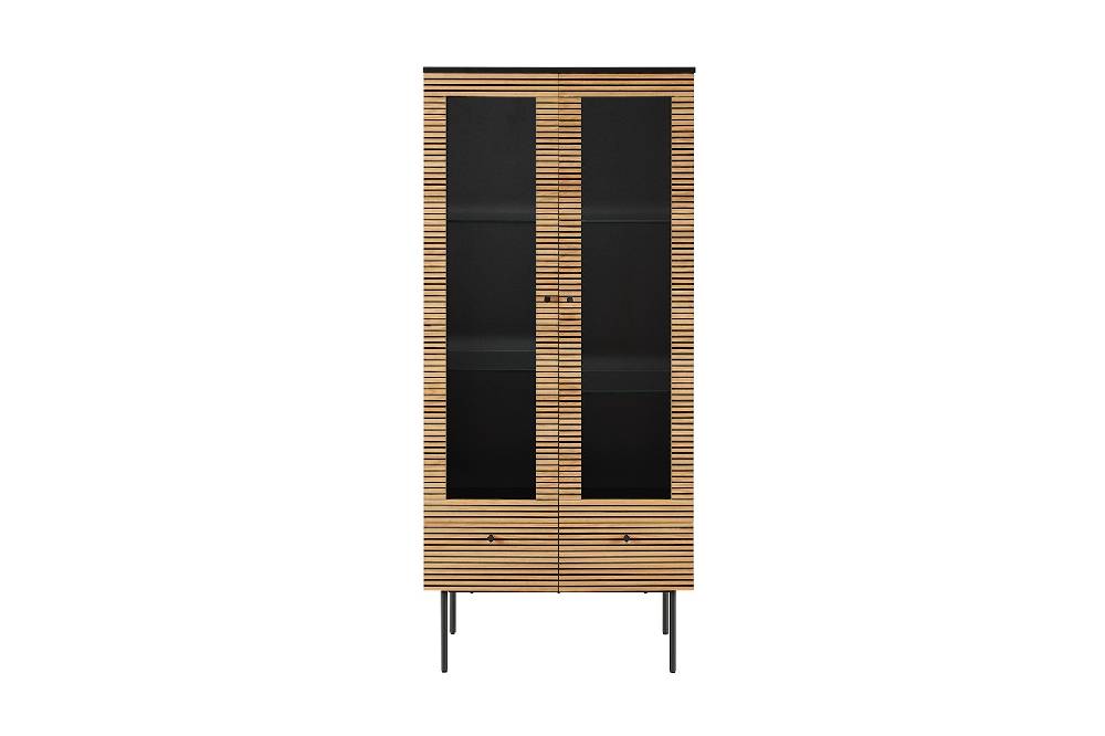 Salesfever Vitrine 2-türig Eiche Echtholzfurnier Melvin Kostenloser Versand international
