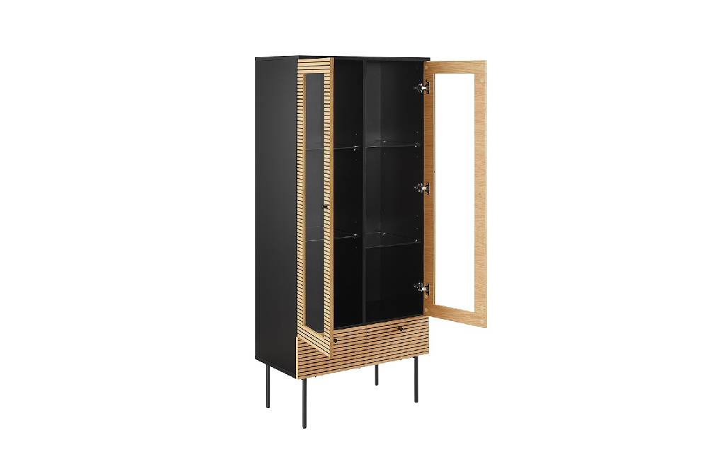 Salesfever Vitrine 2-türig Eiche Echtholzfurnier Melvin Kostenloser Versand international