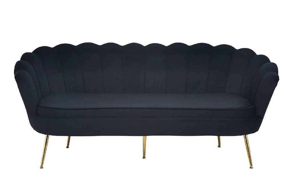 Salesfever Muschelsofa Schwarz 3-Sitzer aus Samt Arielle Große Rabatte
