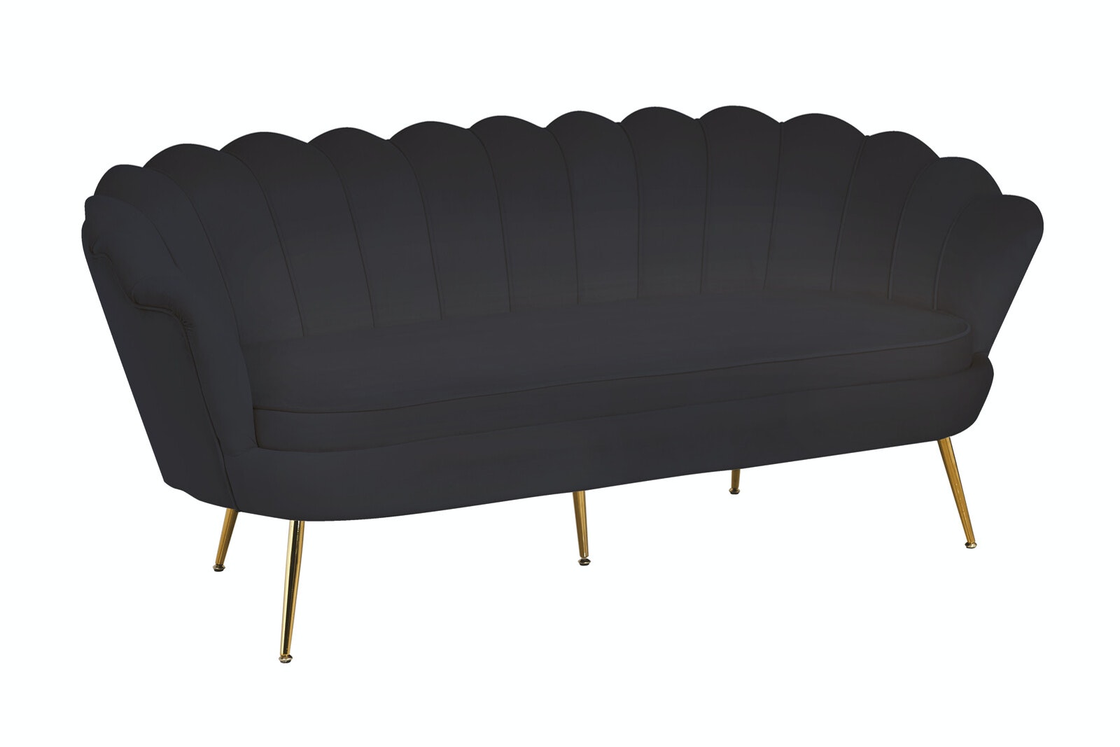 Salesfever Muschelsofa Schwarz 3-Sitzer aus Samt Arielle Große Rabatte