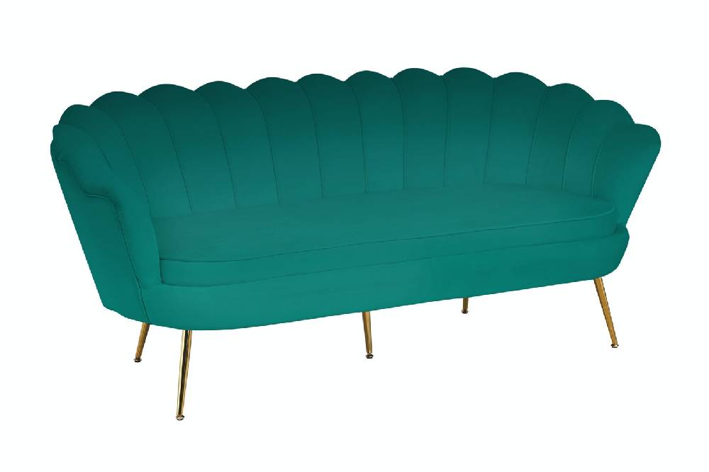 Salesfever Muschelsofa Grün 3-Sitzer aus Samt Arielle Neuheiten