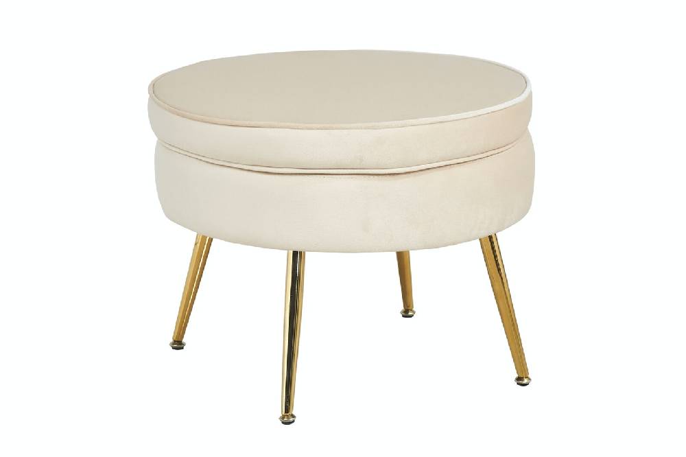 Salesfever Sitzpouf Beige rund aus Samt Arielle Zeitbegrenzte Promotion
