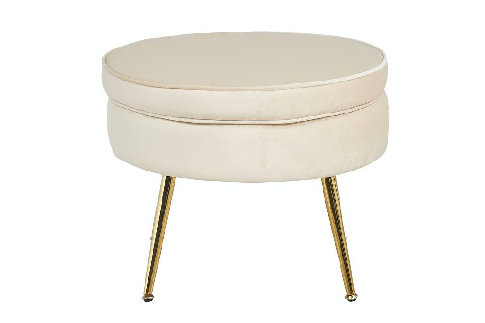 Salesfever Sitzpouf Beige rund aus Samt Arielle Zeitbegrenzte Promotion