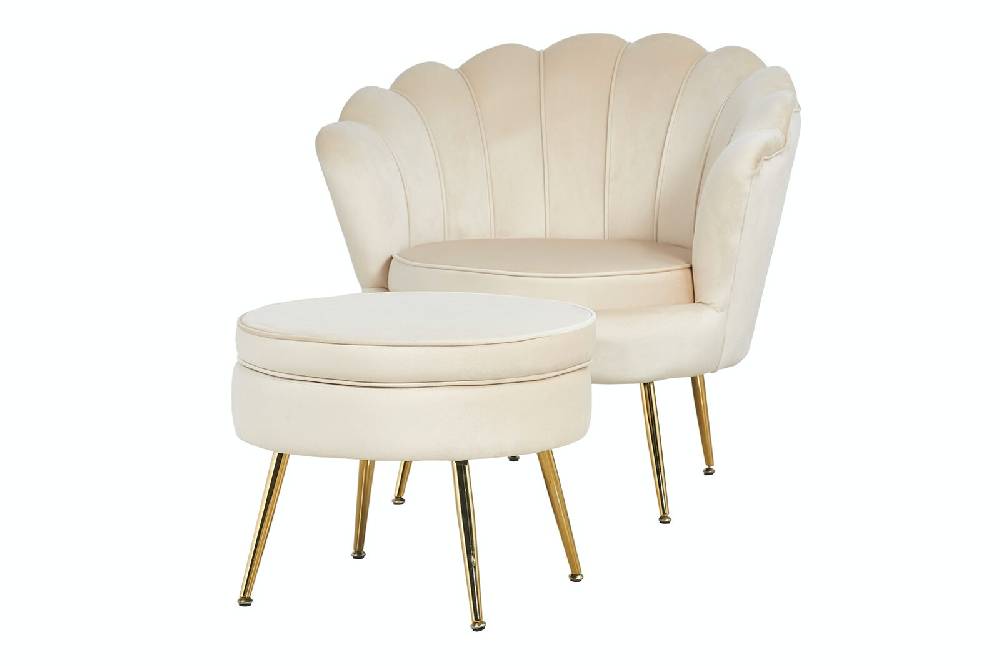 Salesfever Sitzpouf Beige rund aus Samt Arielle Zeitbegrenzte Promotion