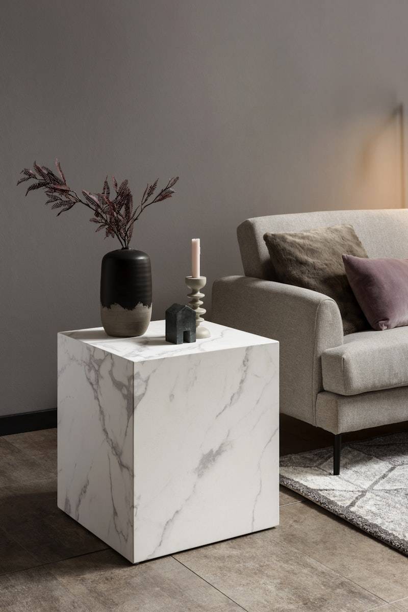 Salesfever Beistelltisch Weiß 45x45 cm in Marmoroptik Dallas Bis zu 50% Rabatt