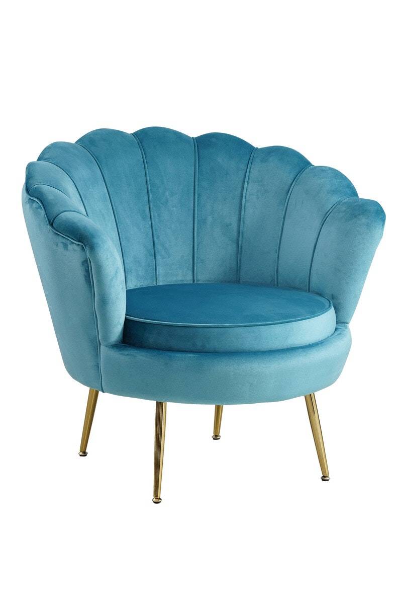 Salesfever Muschelsessel Blau aus Samt Arielle Bis zu 60% Rabatt