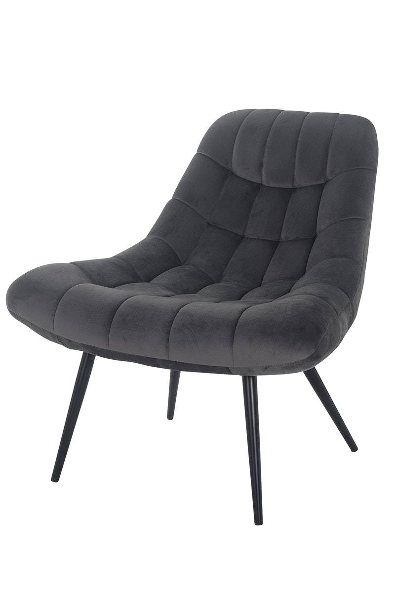 Salesfever Loungesessel silbergrau XXL-Sitzfläche Steppung Samt Metall schwarz CHICAGO Nur für heute