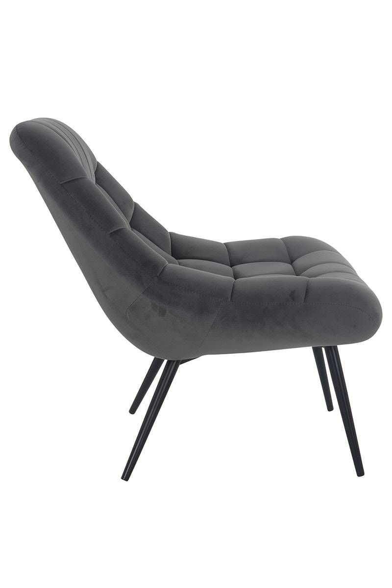 Salesfever Loungesessel silbergrau XXL-Sitzfläche Steppung Samt Metall schwarz CHICAGO Nur für heute