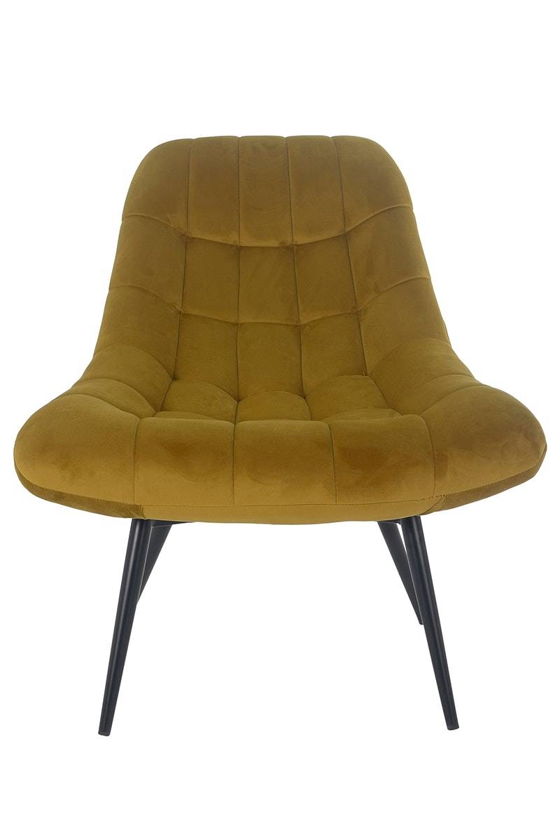 Salesfever Loungesessel gelb XXL-Sitzfläche Steppung Samt Metall schwarz CHICAGO Sonderangebot der Fabrik