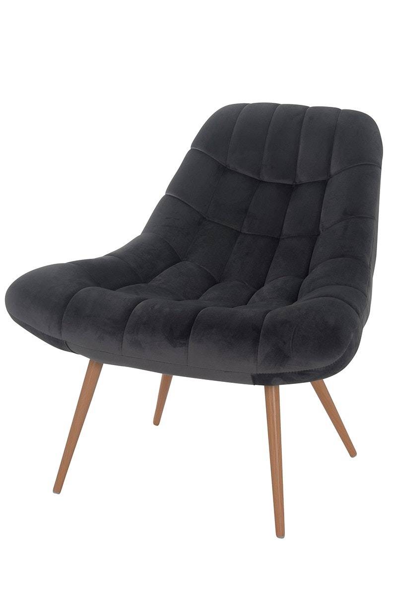 Salesfever Loungesessel silbergrau XXL-Sitzfläche Steppung Samt Metall Holzoptik CHICAGO Vierteljährliche Förderung