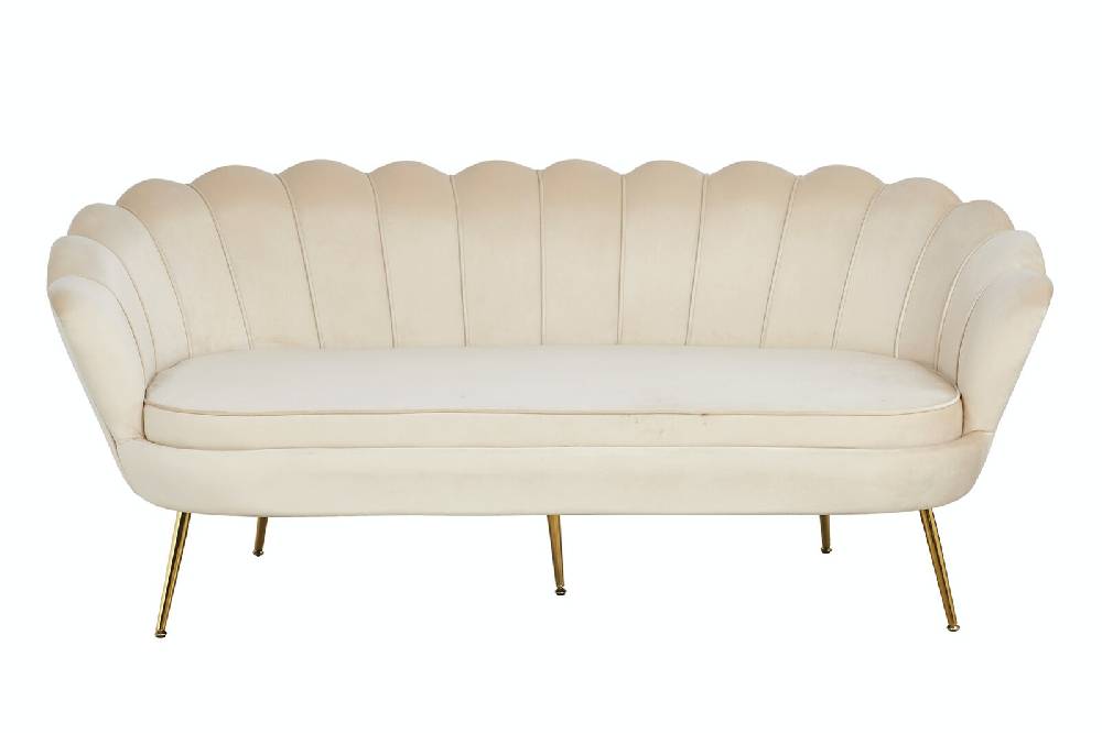 Salesfever Muschelsofa Beige 3-Sitzer aus Samt Arielle Super Rabatt