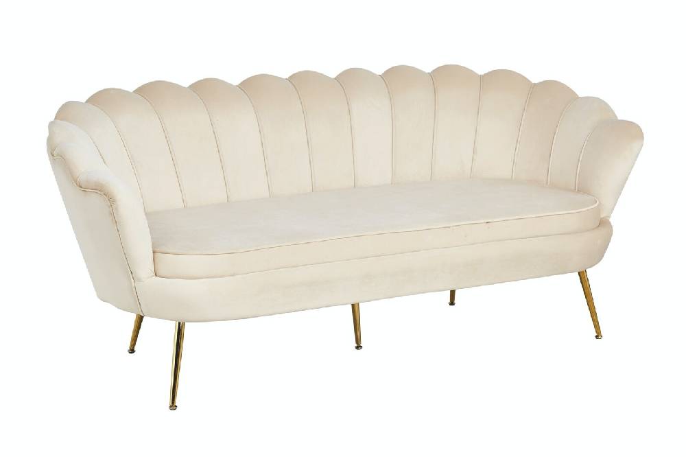 Salesfever Muschelsofa Beige 3-Sitzer aus Samt Arielle Super Rabatt