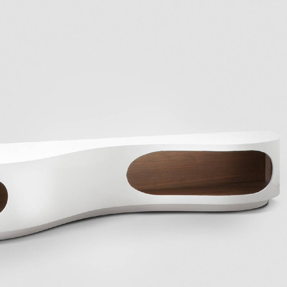 Salesfever Lowboard weiß/walnuss Tchouc Hochglanz Design Versandkostenfrei